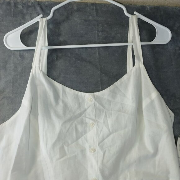 Old Navy Womens Sleeveless Sundress Smocked Back Size L White Vacation Cruise - Picture 12 of 16